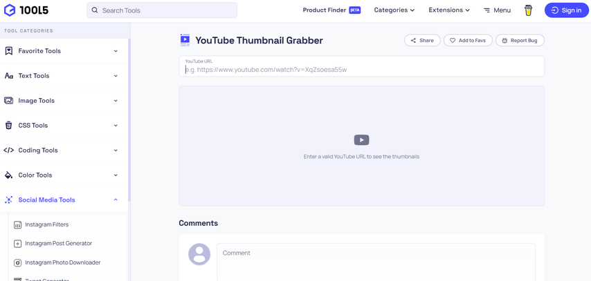 100L5 YouTube Thumbnail Grabber