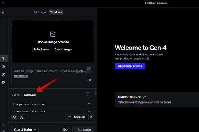Action keyword examples in Runway