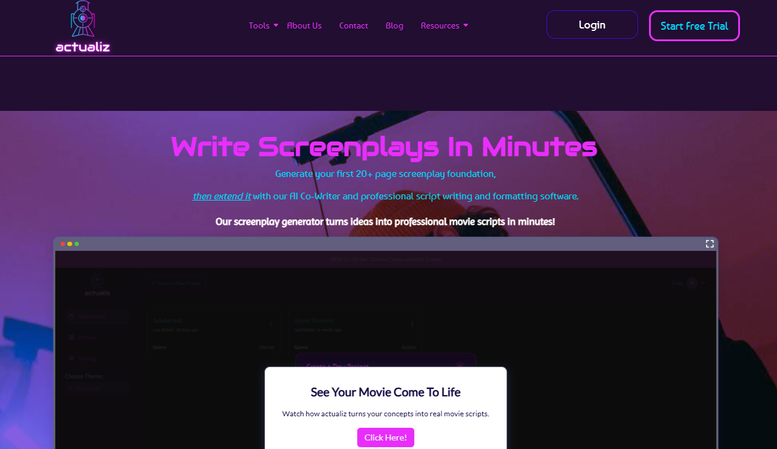 Actualiz.ai AI movie script generator