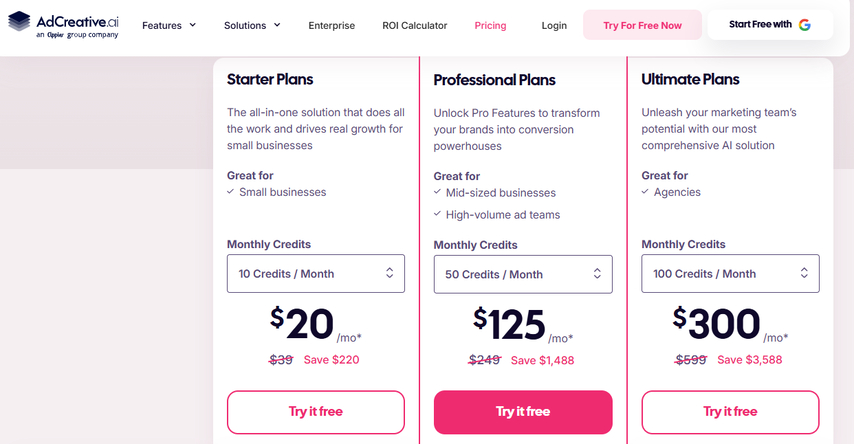 Ad Creative AI pricing