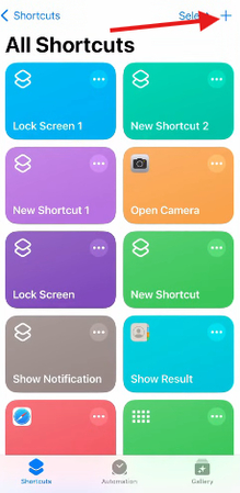 Add a new shortcut option on iPhone