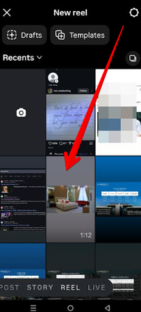Adding a YouTube video to Instagram Reel