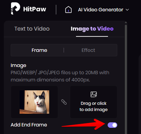 Adding an end frame to images while creating a video