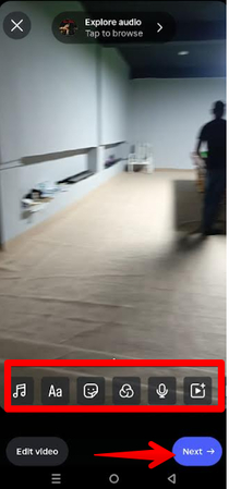 Adding music and text to the Instagram Reel video