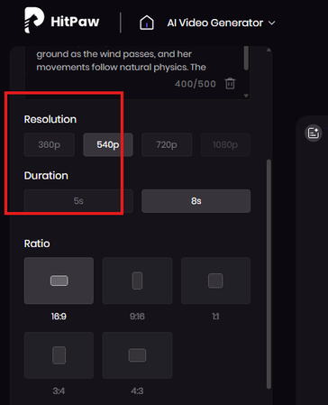 Adjusting resolution and video duration