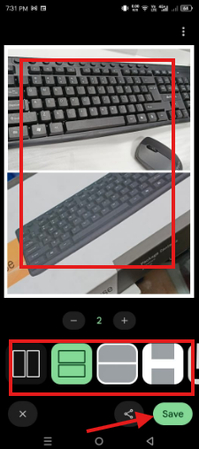 Adjusting the collage picture and saving it