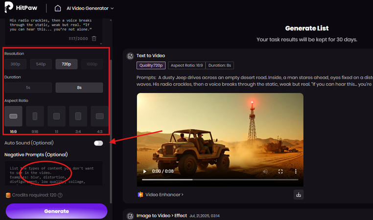 Adjusting video settings for the movie clip