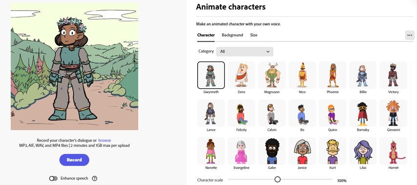 Adobe Express animation video dashboard