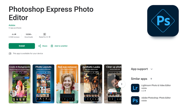 Adobe Photoshop Express smiling filter