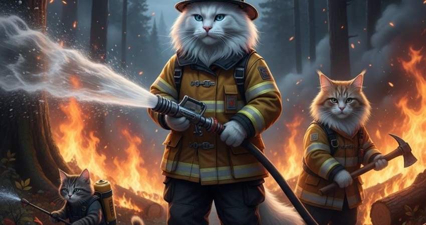 ai cat firefighter video