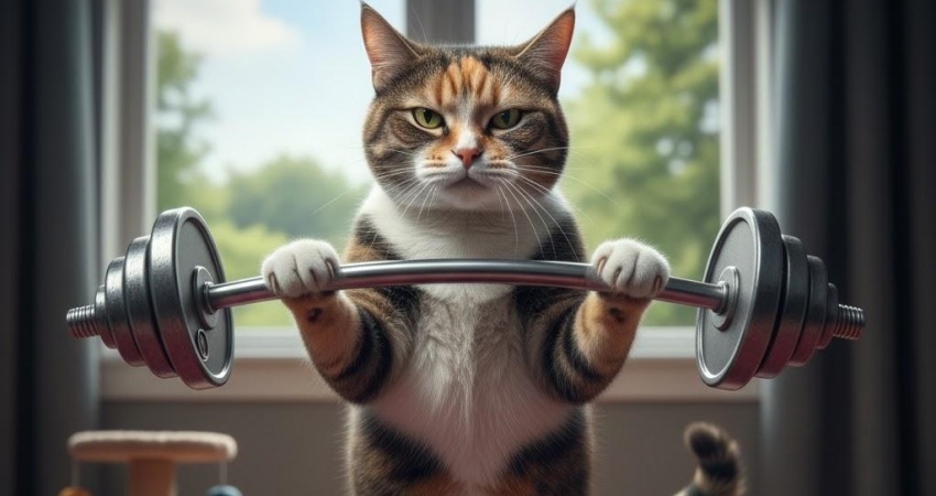 ai cat lifting weights
