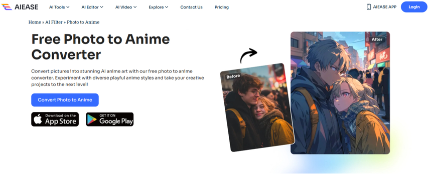 AI Ease photo to anime converter