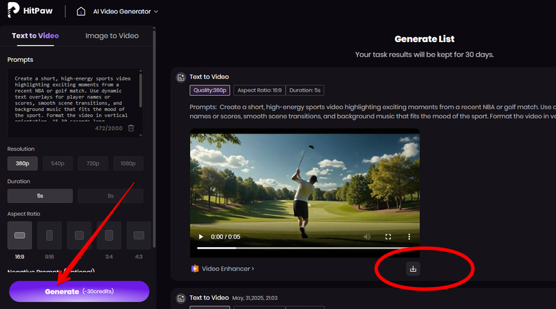 AI-generated sports video