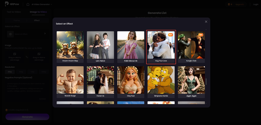 Choosing AI hug effect