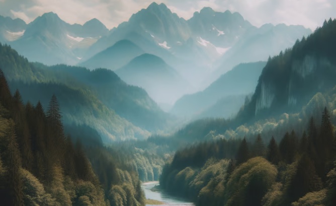 ai mountain valley nature video