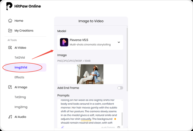 hitpaw ai video creator start screen
