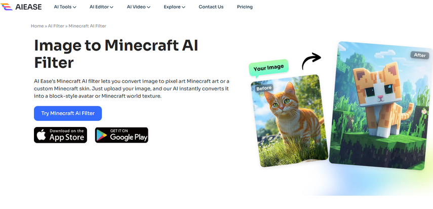 AIEase AI Minecraft skin filter