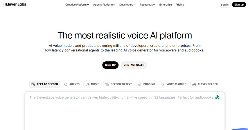 Best AI voice generator Eleven Labs