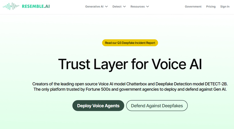 Best AI voice generator Resemble AI