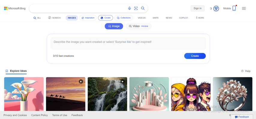 create images using bing creator