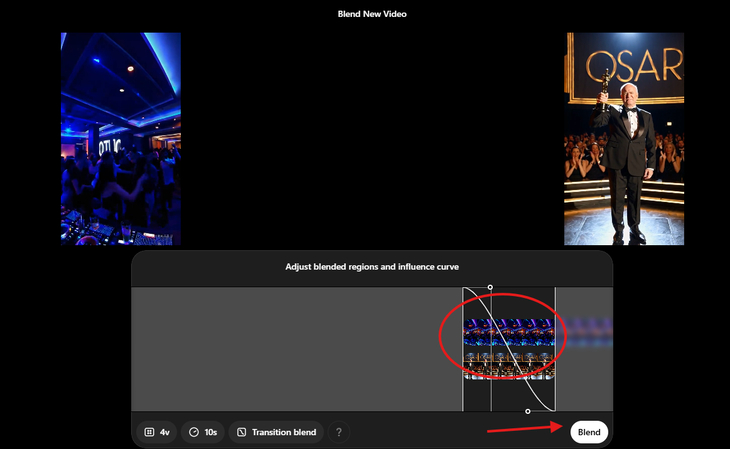 Blend feature in the Sora AI video generator