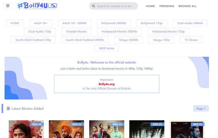 Bolly4U Bollywood movie download site
