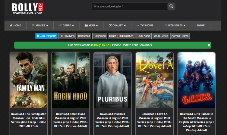 Bollywood movie download website BollyFlix