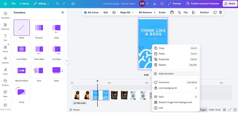 Adding Motion Effects in Canva