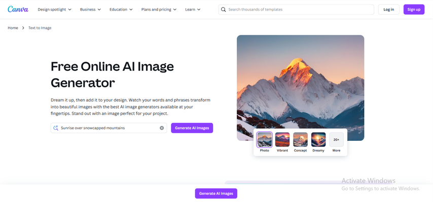 simple canva ai image creation