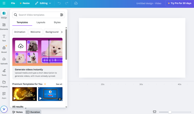 Canva animated video maker