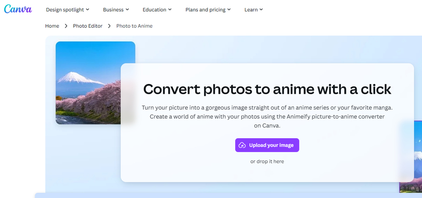Canva Animeify photo to anime converter