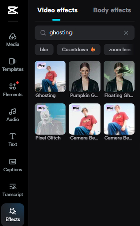 CapCut AI Ghosting effects