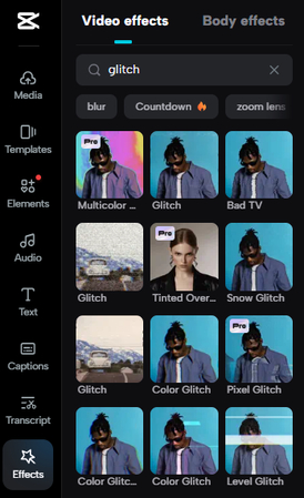 CapCut AI Glitch effects