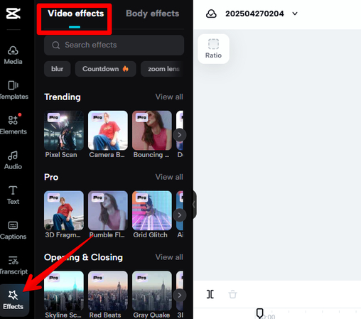CapCut Effects Feature