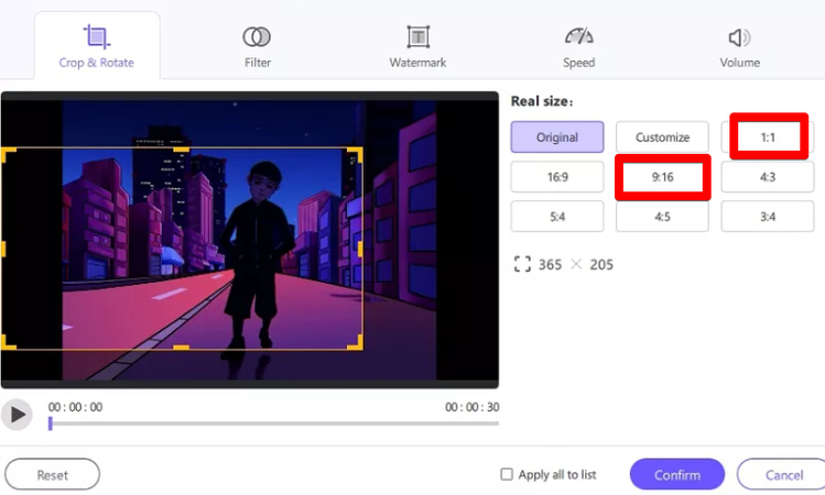 Changing the aspect ratio of a video for Instagram