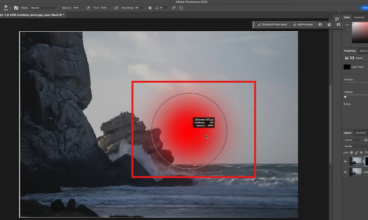 Changing the hardness of the brush in Photoshop