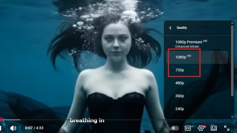 Changing the YouTube video resolution to fix lagging