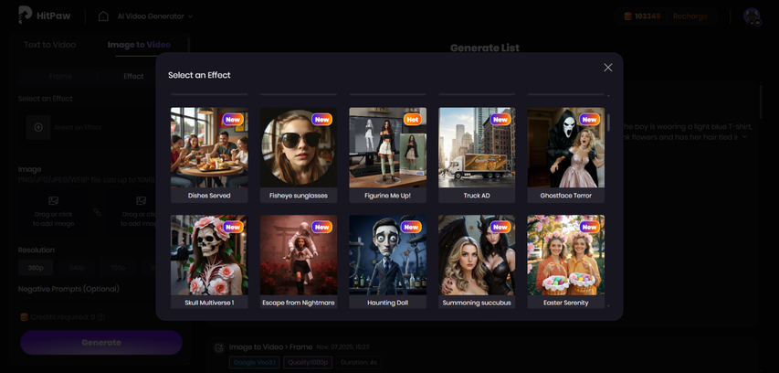 choose ai effect from library