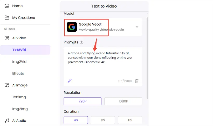 enter prompt for ai influencer video