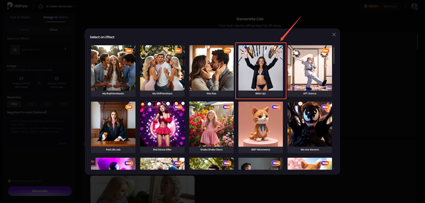 choose bikini up effect