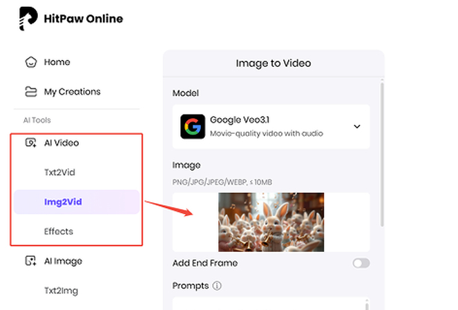 Choose text-to-video or image-to-video in AI animation generator