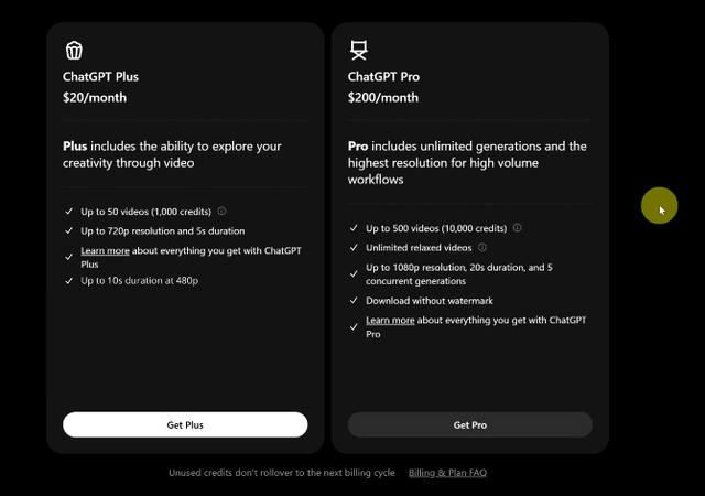 Choosing a Sora plan