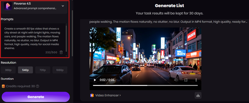 Choosing a video generation model and writing a text prompt