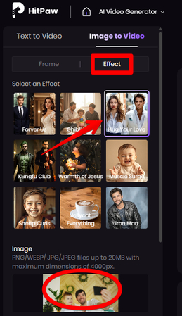 Choosing AI hug effect