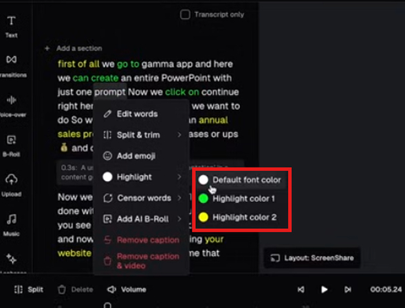 Choosing font color for the added section