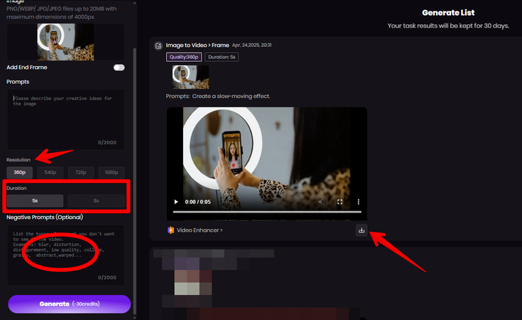 Choosing resolution and length for AI-generated video