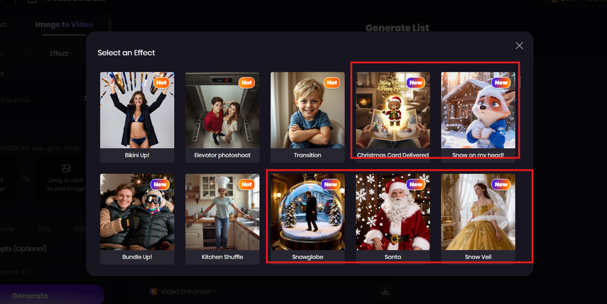 Christmas AI effects in HitPaw AI Video Generator