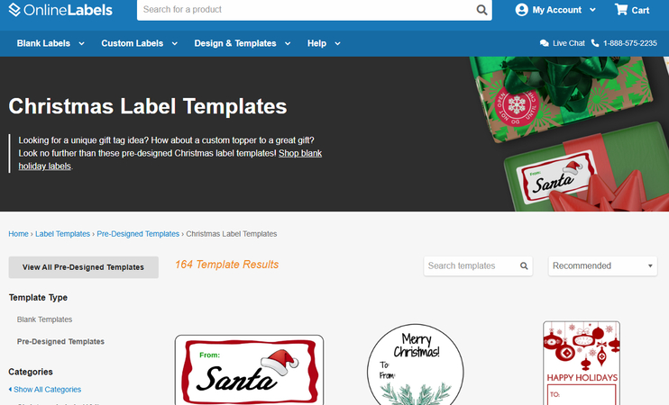 Christmas label templates in OnlineLabels