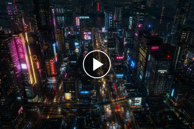 prompt de cidade cyberpunk cinematográfica