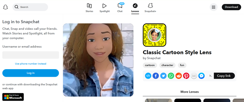 simple snapchat cartoon filter for face selfies
